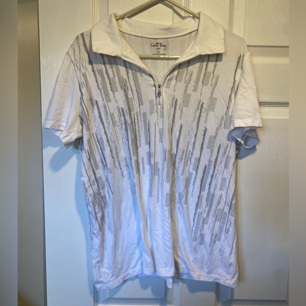 🌷Coral Bay Golf White Half-Zip Short Sleeve Top XL 3/$30